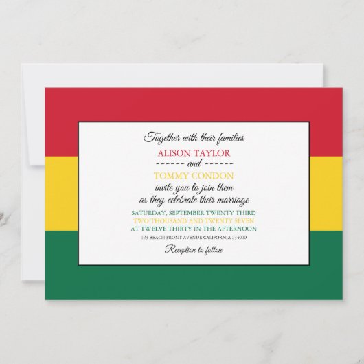 ガーナ国旗、ガーナ結婚国旗 招待状 (正面)