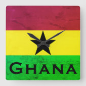 ガーナ国旗 スクエア壁時計 (正面)