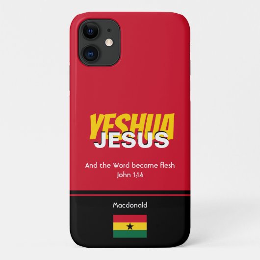 ガーナ国旗 JESUS YESHUA 聖書 名入れ Case-Mate iPhoneケース (裏面)