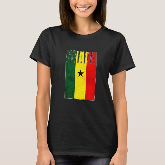 ガーナ国旗Art African CountryレトロヴィンテージGrung Tシャツ (正面)