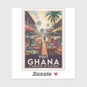 ガーナ市場イラストレーション旅行アートヴィンテージ シール (シート)