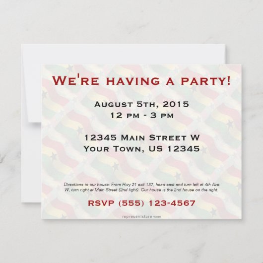 ガーナ波立ち旗 招待状 (裏面)