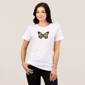 ガーナ蝶（昆虫）オオカバマダラ、モナーク国旗 トライブレンドＴシャツ (正面全面)