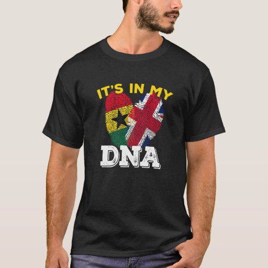 ガーナ・ガーナイギリス国旗の手混合Dna Tシャツ (正面)