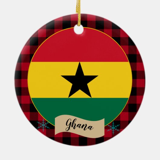 ガーナ、レッドバッファロープライド&ガーナ国旗 セラミックオーナメント (裏面)