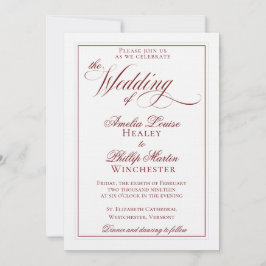 ガーネエレガント赤と白結婚式招待状 招待状