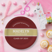 ガーネットおよび金ゴールドカスタムの卒業紙プレート ペーパープレート (パーティー)