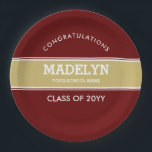 ガーネットおよび金ゴールドカスタムの卒業紙プレート ペーパープレート<br><div class="desc">ガカスタムーネットと金ゴールド卒業紙プレート。</div>