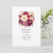 ガーネットとクリームフローラ冬の結婚式 招待状 (スタンド正面)