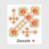 ガーネットとフェイク真珠の輪郭で出芽した十字 シール (シート)