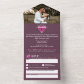 ガーネットの2周年結婚記念日パーティー宝石レッド オールインワン招待状 (内側)