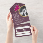 ガーネットの2周年結婚記念日パーティー　エタニティリング オールインワン招待状 (貼ってはがせる)