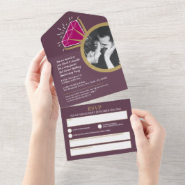 ガーネットの2周年結婚記念日パーティー　エタニティリング オールインワン招待状