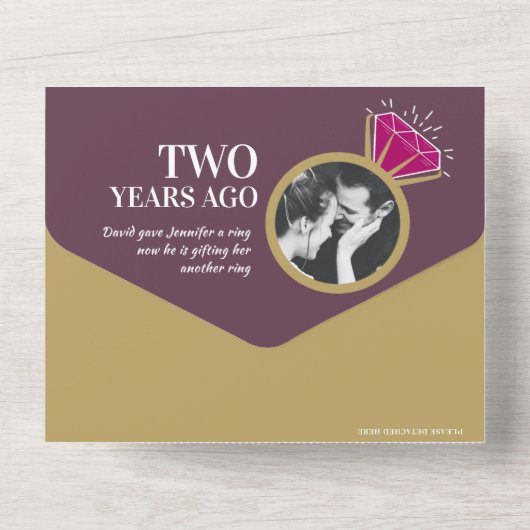 ガーネットの2周年結婚記念日パーティー　エタニティリング オールインワン招待状 (裏面)