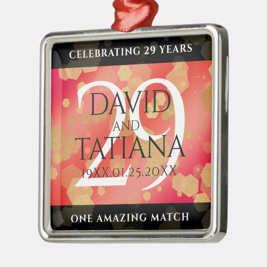 ガーネットエレガントの結婚29周年 メタルオーナメント (左)