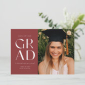 ガーネットグラードブロックモダン写真卒業 招待状 (スタンド正面)