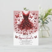 ガーネットダークレッド蝶ドレス1月の誕生石 招待状 (スタンド正面)