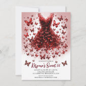 ガーネットダークレッド蝶ドレス1月の誕生石 招待状 (正面)