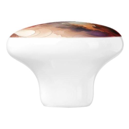 ガーネットレッドスモーキー抽象芸術水彩雲 セラミックノブ (側面)