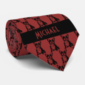 ガーネットレッドフランスのブルドッグ ネクタイ (ロール)