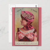 ガーネットヴィンテージビクトリアンアートカード ポストカード (正面/裏面)