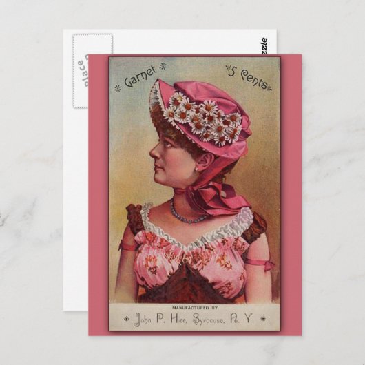 ガーネットヴィンテージビクトリアンアートカード ポストカード (正面/裏面)