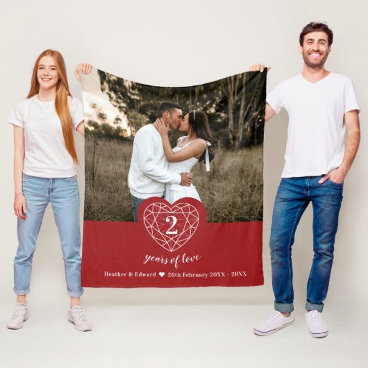 ガーネット結婚2周年記念ハート赤 フリースブランケット (インサイチュ)