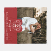 ガーネット結婚2周年記念ハート赤 フリースブランケット (正面(横))