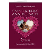 ガーネット結婚2周年記念写真ハートカード (正面)