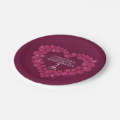 ガーネット結婚2周年記念赤いハートラウンドピル ペーパープレート (アングル)