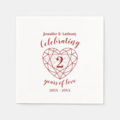 ガーネット記念日2年ホワイトダークレッドカスタム スタンダードカクテルナプキン (正面)