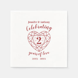 ガーネット記念日2年ホワイトダークレッドカスタム スタンダードカクテルナプキン