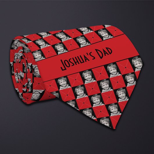 ガーネット赤い市松模様に写真 ネクタイ