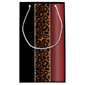 ガーネット赤と黒のヒョウのパターン スモールペーパーバッグ (裏面)