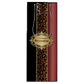 ガーネット赤と黒のヒョウ柄 ワインギフトバッグ (正面)