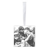 ガーネット2周年結婚ハート2枚の写真 キューブオーナメント (右)