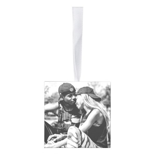 ガーネット2周年結婚ハート2枚の写真 キューブオーナメント (右)