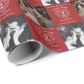 ガーネット2周年記念結婚のアウトラインハート写真 ラッピングペーパー (ロールコーナー)