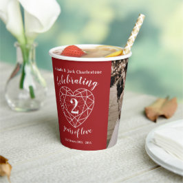 ガーネット2周年記念結婚のアウトラインハート写真 紙コップ