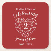 ガーネ祝の2年間の愛パーティーコースター スクエアペーパーコースター (正面)