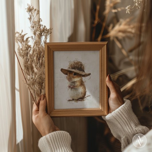 ガービルポートレート絵を描ズマウスアートハムスター齧歯動物 ポスター