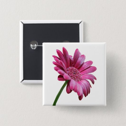 ガーベラのデイジーの正方形Pin 缶バッジ (正面&裏面)