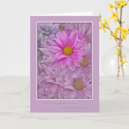ガーベラのデイジーの義理の娘の誕生日 カード (黄色い花)