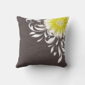 ガーベラのデイジースクロールバーラップ1黄色い木炭 クッション (裏面)