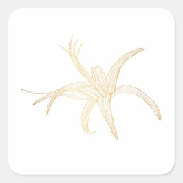 ガーベラの花のグラフィック黄金色の線の画像。 スクエアシール
