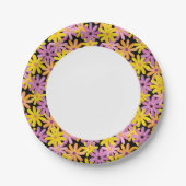 ガーベラの花柄、背景 ペーパープレート (正面)