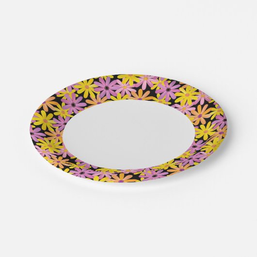 ガーベラの花柄、背景 ペーパープレート (アングル)