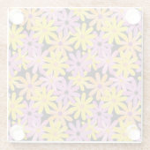 ガーベラの花模様、背景 ガラスコースター (裏面)