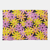 ガーベラの花模様、背景 キッチンタオル (横)