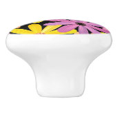 ガーベラの花模様、背景 セラミックノブ (側面)